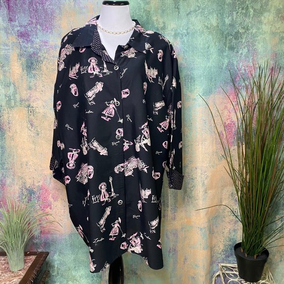 Victoria Jones Woman Tops - 📌Victoria Jones  London Rome Attractions Button Down 5X Blouse
